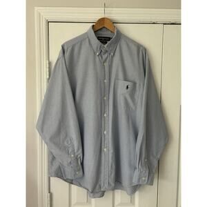 Vintage Men’s Polo Ralph Lauren Big Shirt Oxford Blue Size XL Pocket READ